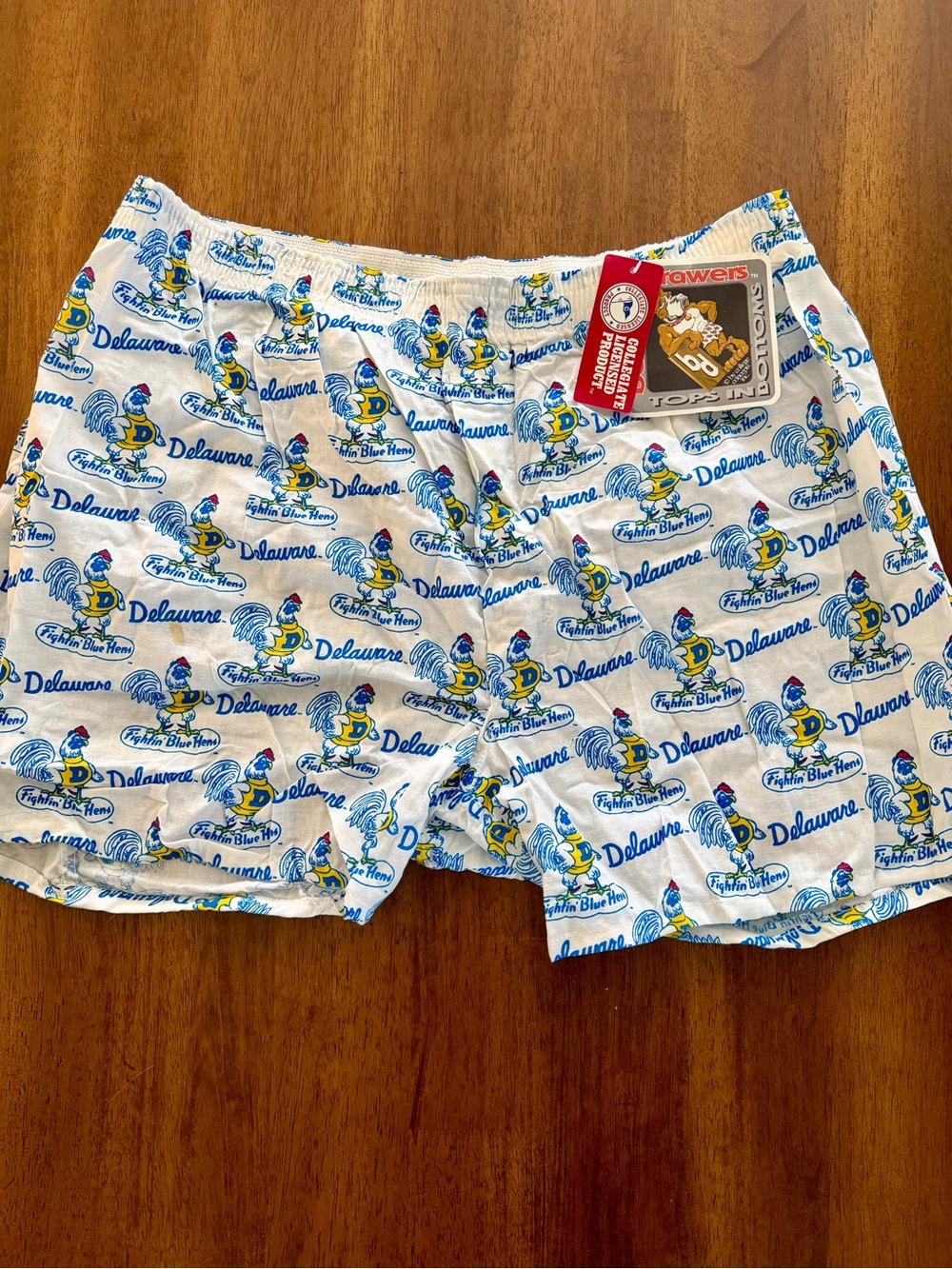 Vintage 90s Bottom Drawers Novelty Delaware Boxer Shorts with Rooster Print